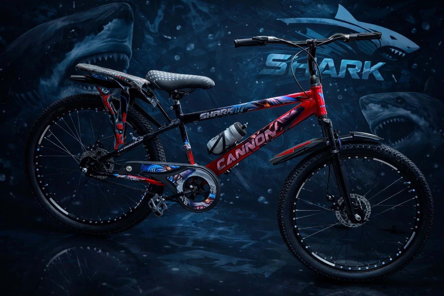 CANNON SHARK IBC (WATER DECAD) SHARK IBC 26T FRONT SHOCKER/STEEL RIM/DOUBLE DISC) available at cycle store in Gandhinagar